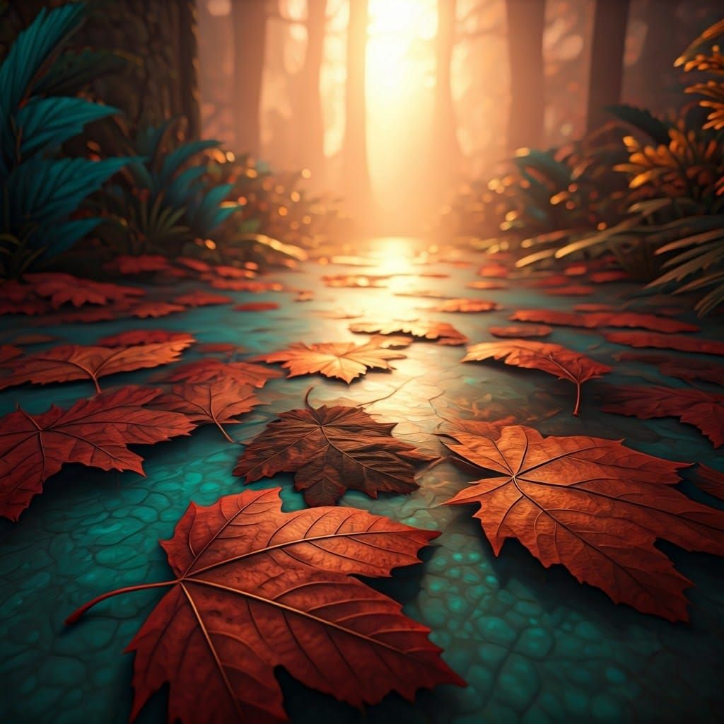 Mystical Autumn Forest in Fantasy Concept Art Style