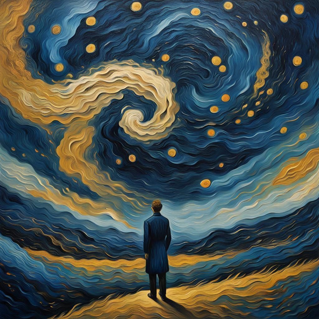 Cosmic Isolation: A Surreal Impasto Painting