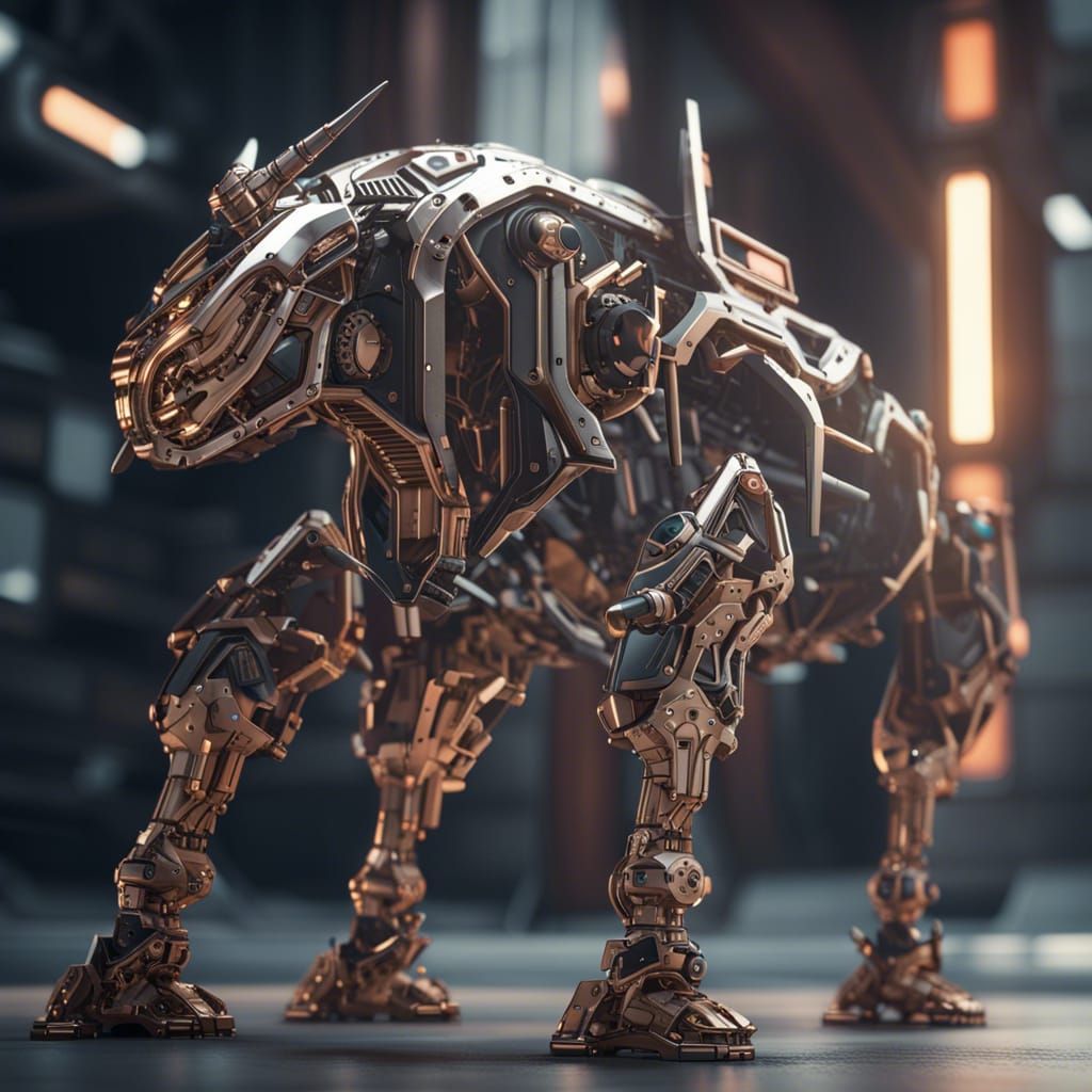 Futuristic Rhino with Intricate Mech Details