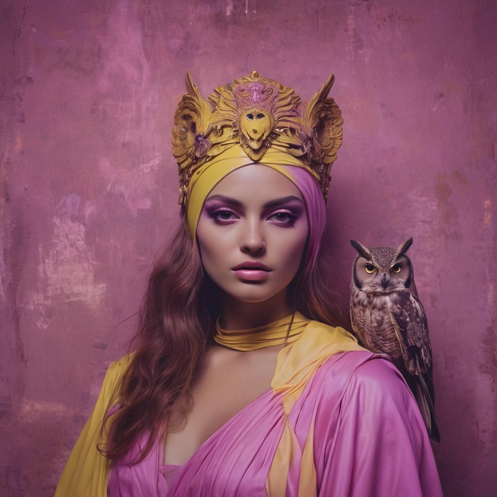 Neon Goddess Athena: Hybrid Homonoid in Graphic Art