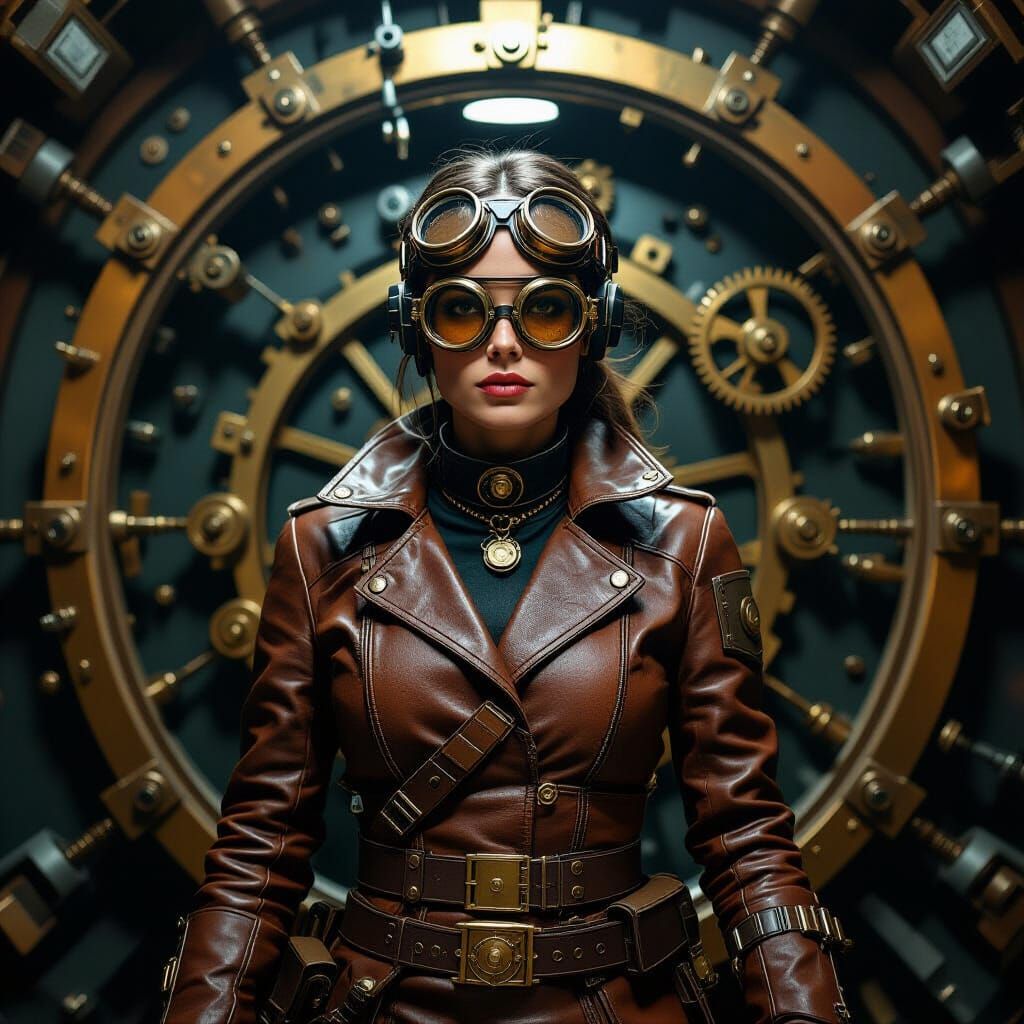 Steampunk Time Machine Interior in Syd Mead Style