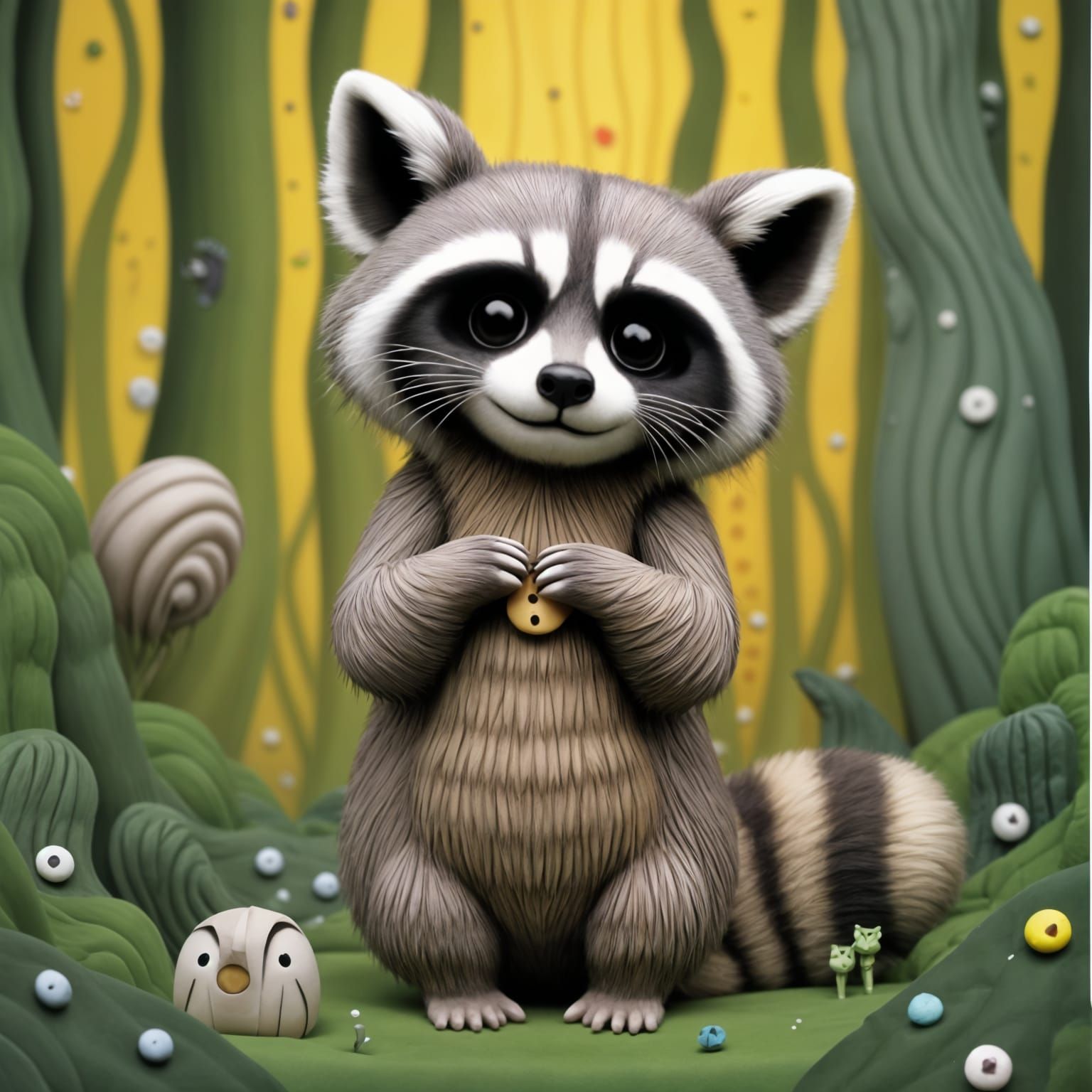 Origami Raccoon Crafted from Delicate Paper in Soft Focus