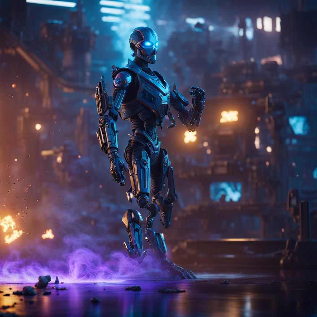 Futuristic Smoke Ghost Floats Near Remains: Sci-Fi Art