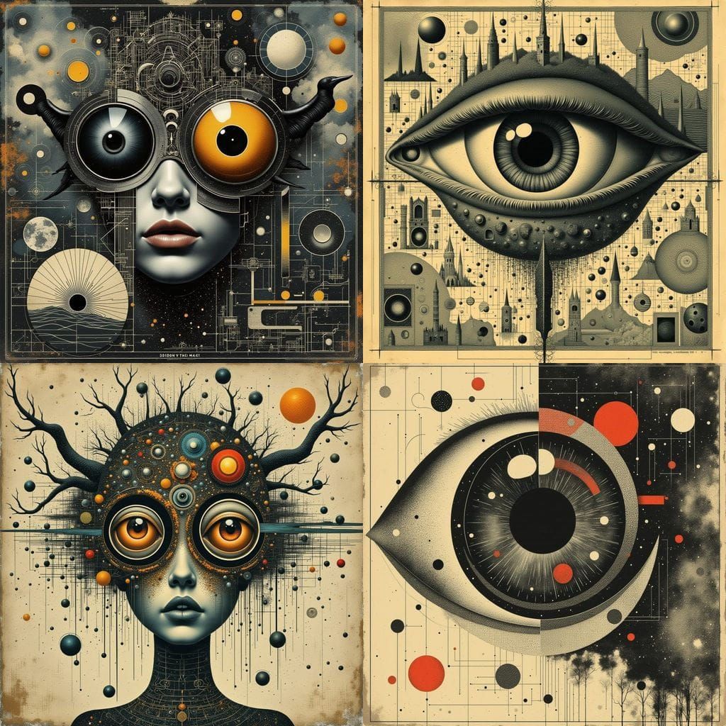 Abstract Postpunk Album Art with Big Eyes