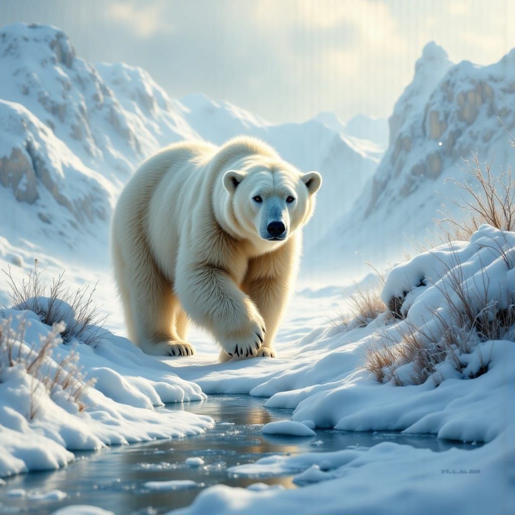 Polar Bear in Serene Arctic Landscape