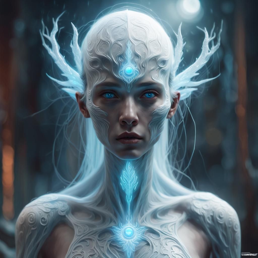 Ethereal Creature with Glowing Eyes: Fantasy Art