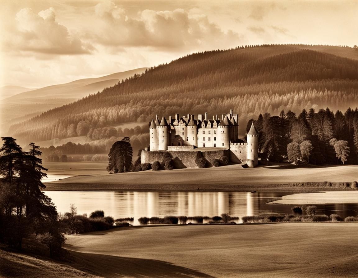 Castle Fraser in Scotland: Sepia Tone