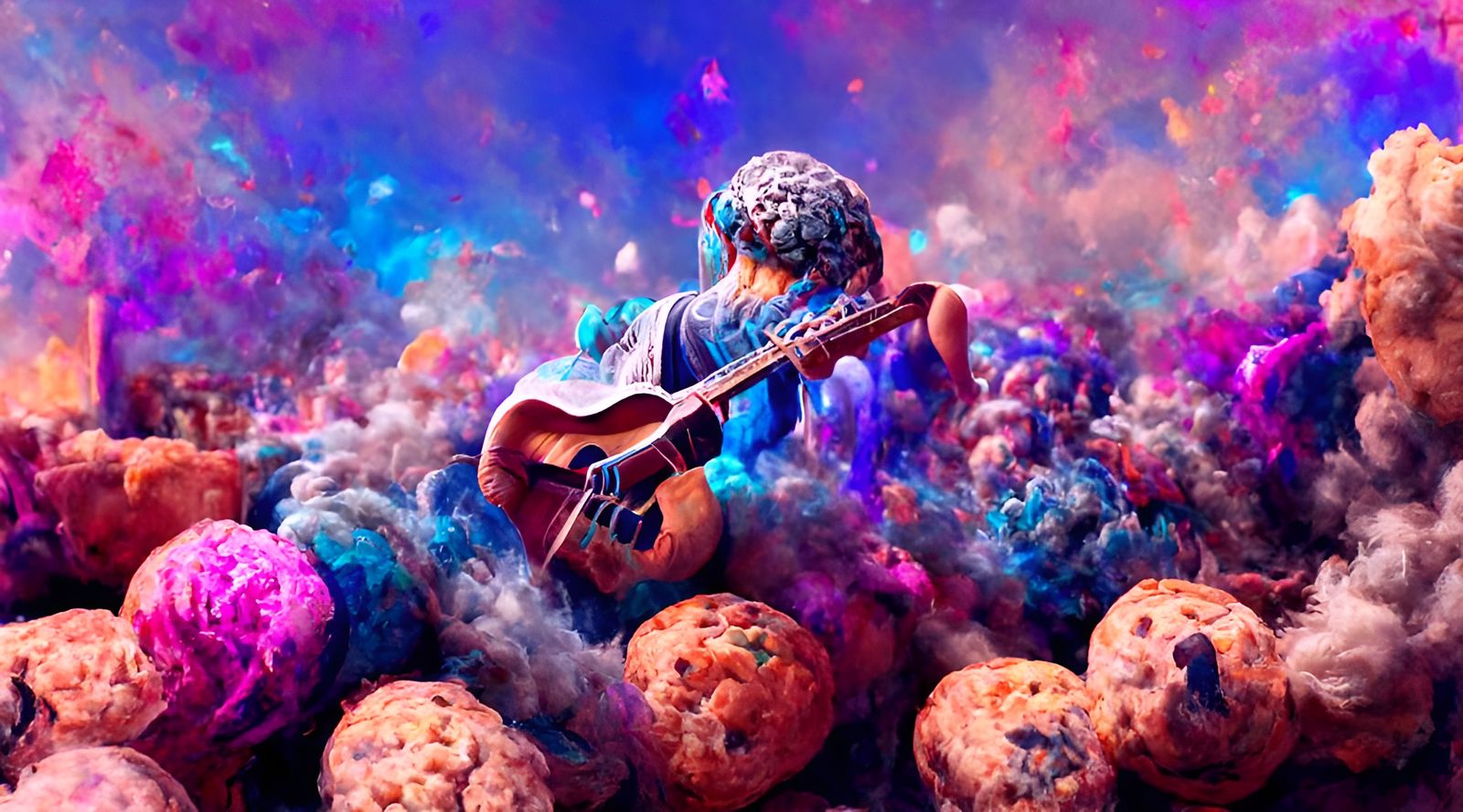 Muffin Man Shreds Guitar in Psychedelic Surrealism