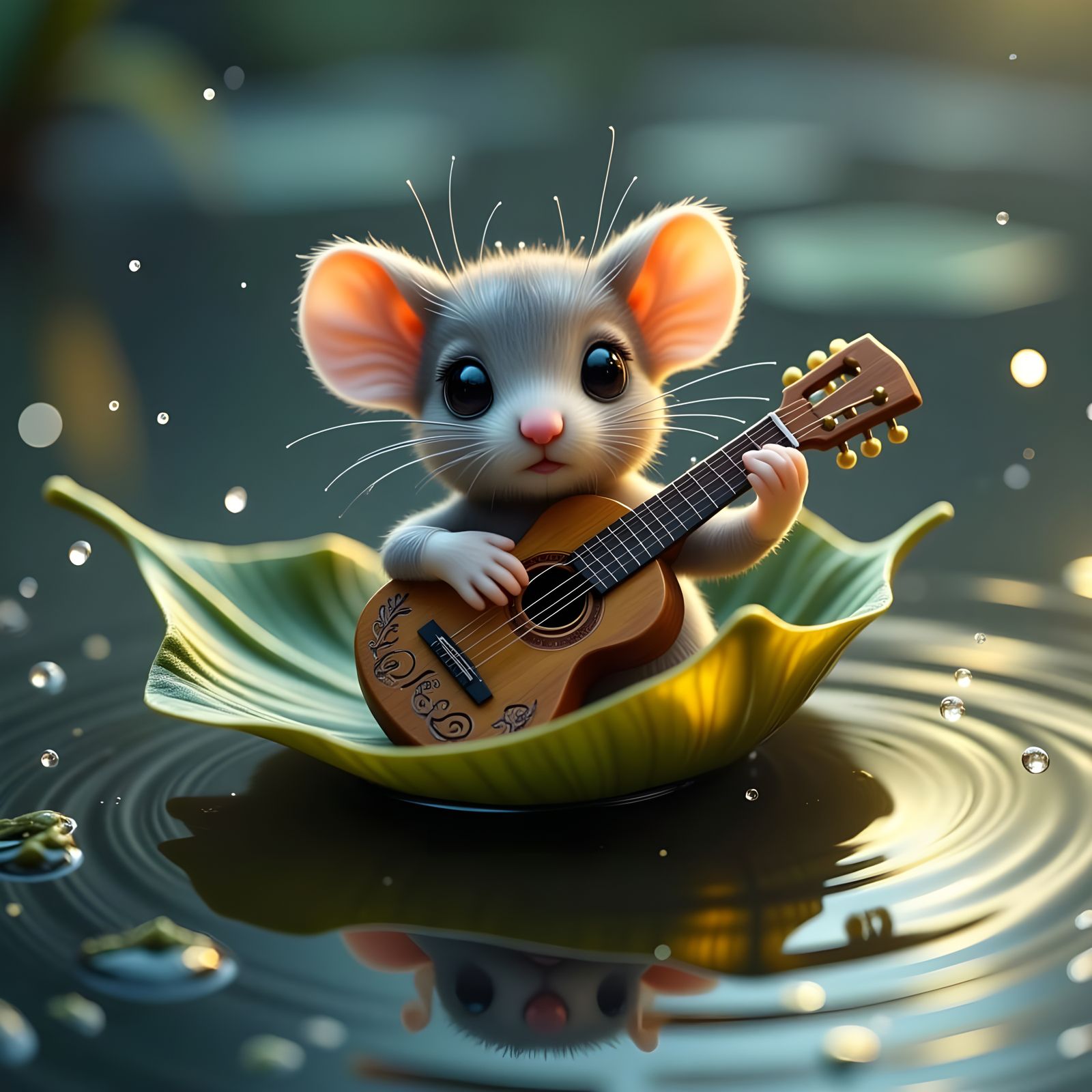 Serenely Playing Mouse in a Whimsical Summer Scene