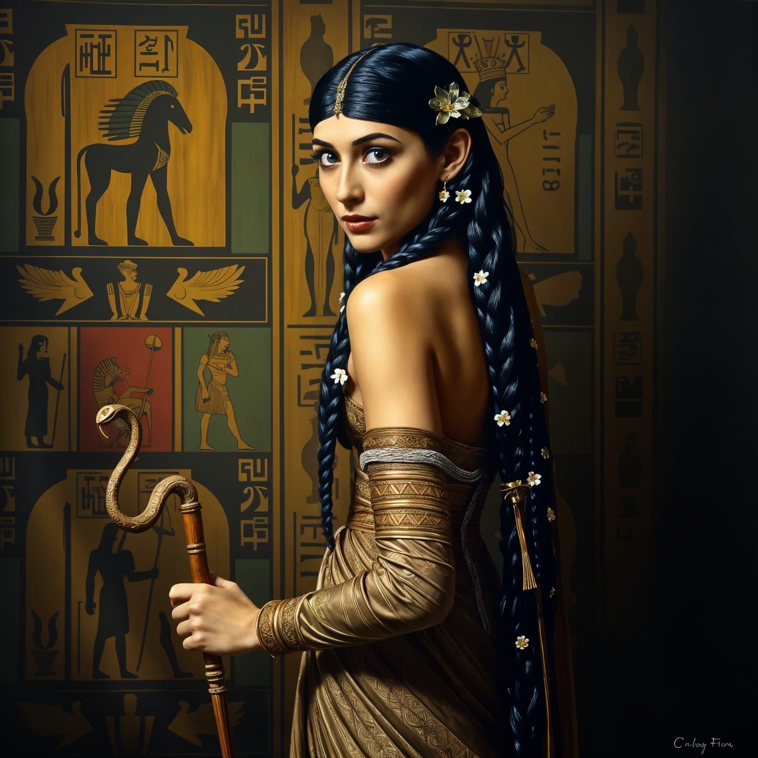 Egyptian Princess in Tenebrism Oil Painting