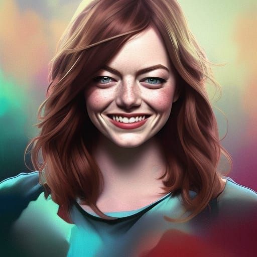 Detailed Portrait of a Smiling Redhead in Digital Art Style