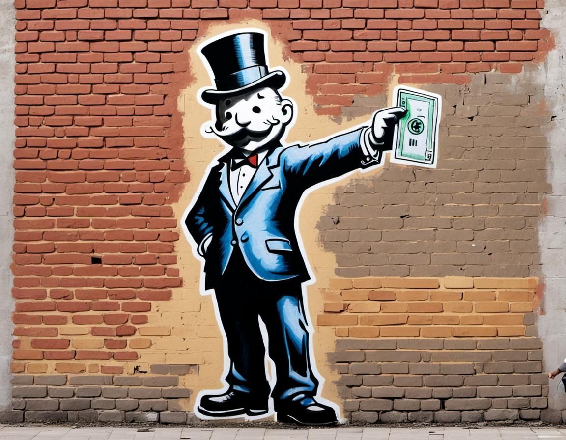 Monopoly Man Street Art by Banksy Style