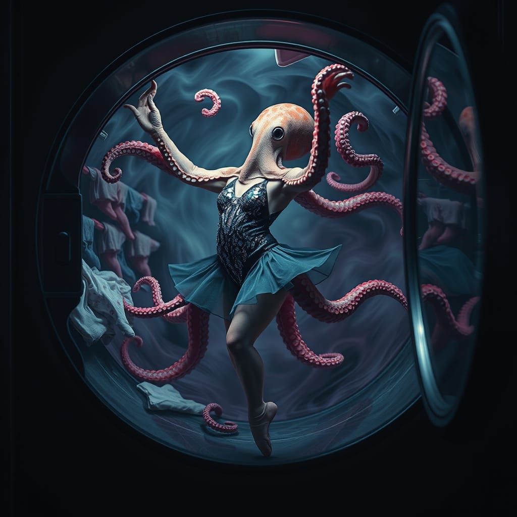 Surreal Octopus Performs Ballet in Haunting Laundry Lair