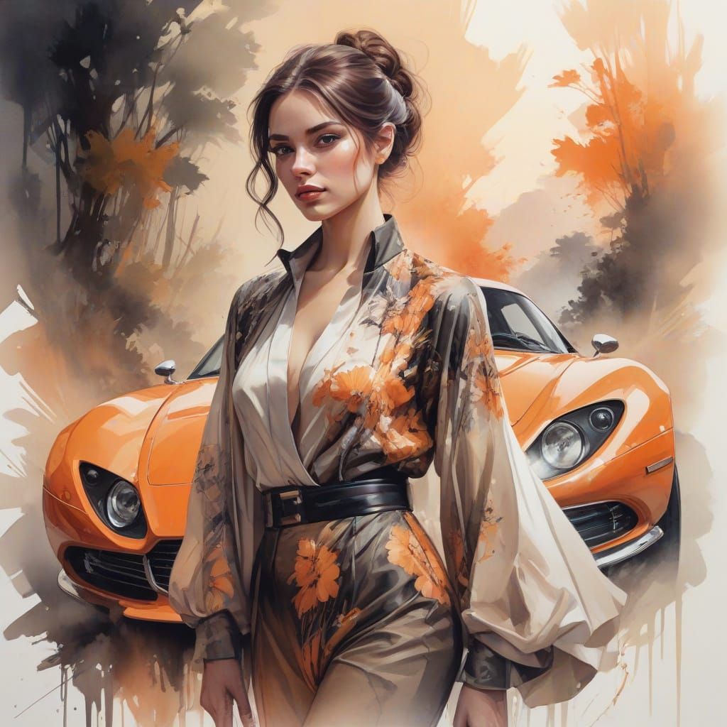 Elegant Woman Portrait in Airbrush Art Style