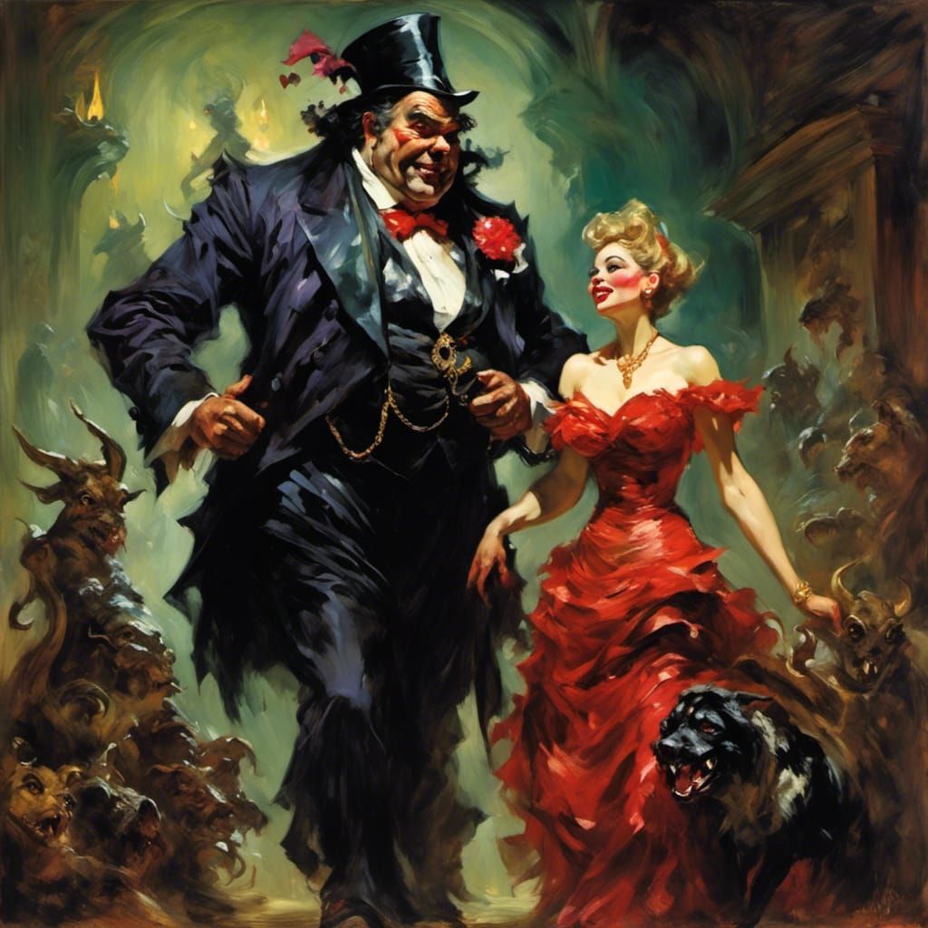 Mob Boss and Moll in Noir Comic Style