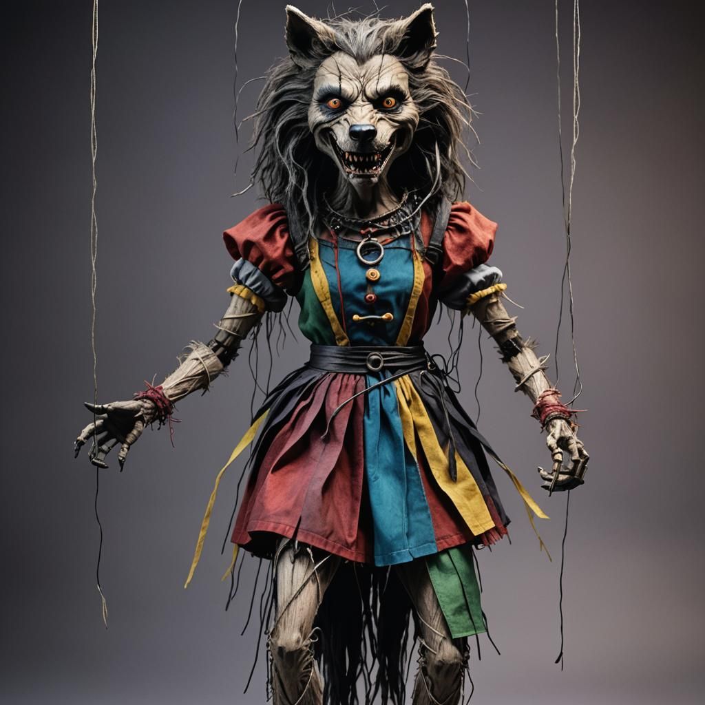 Werewolf Puppet Transformation in Hyperrealistic Style