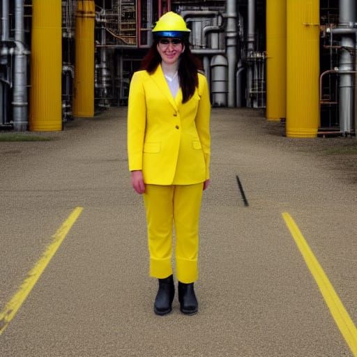 Oil Refinery Worker in Rain: Impressionistic Style