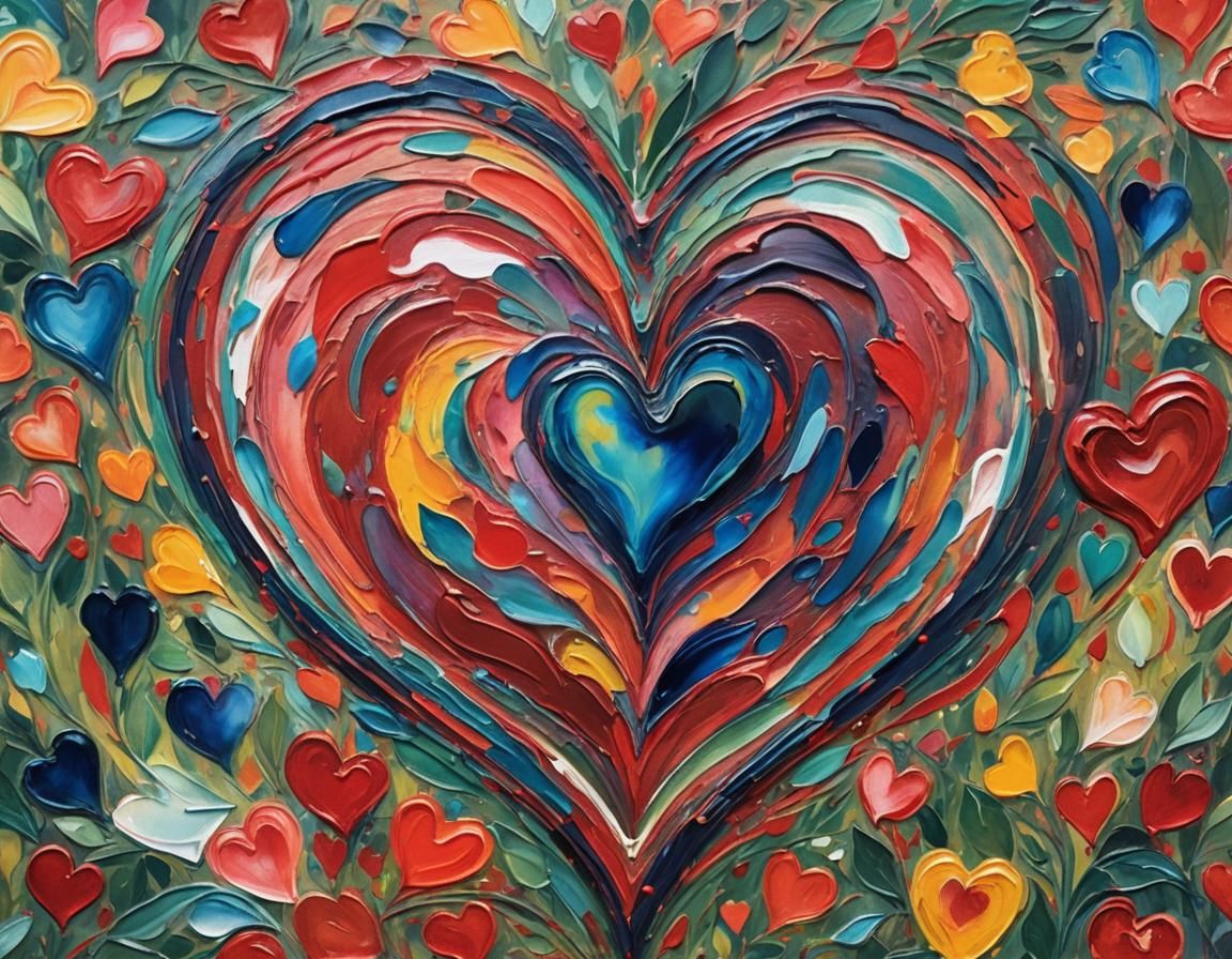 heart that captures the essence of love in Gouache Style, Watercolor, Museum Epic Impressionist Maximalist Masterpiece, ...