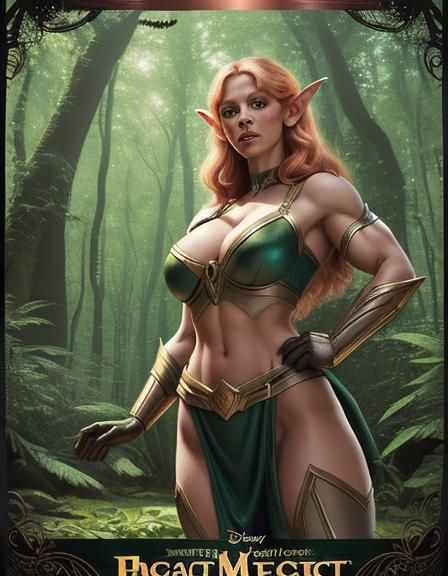 Muscular Elf in Magical Forest: Cinematic Art