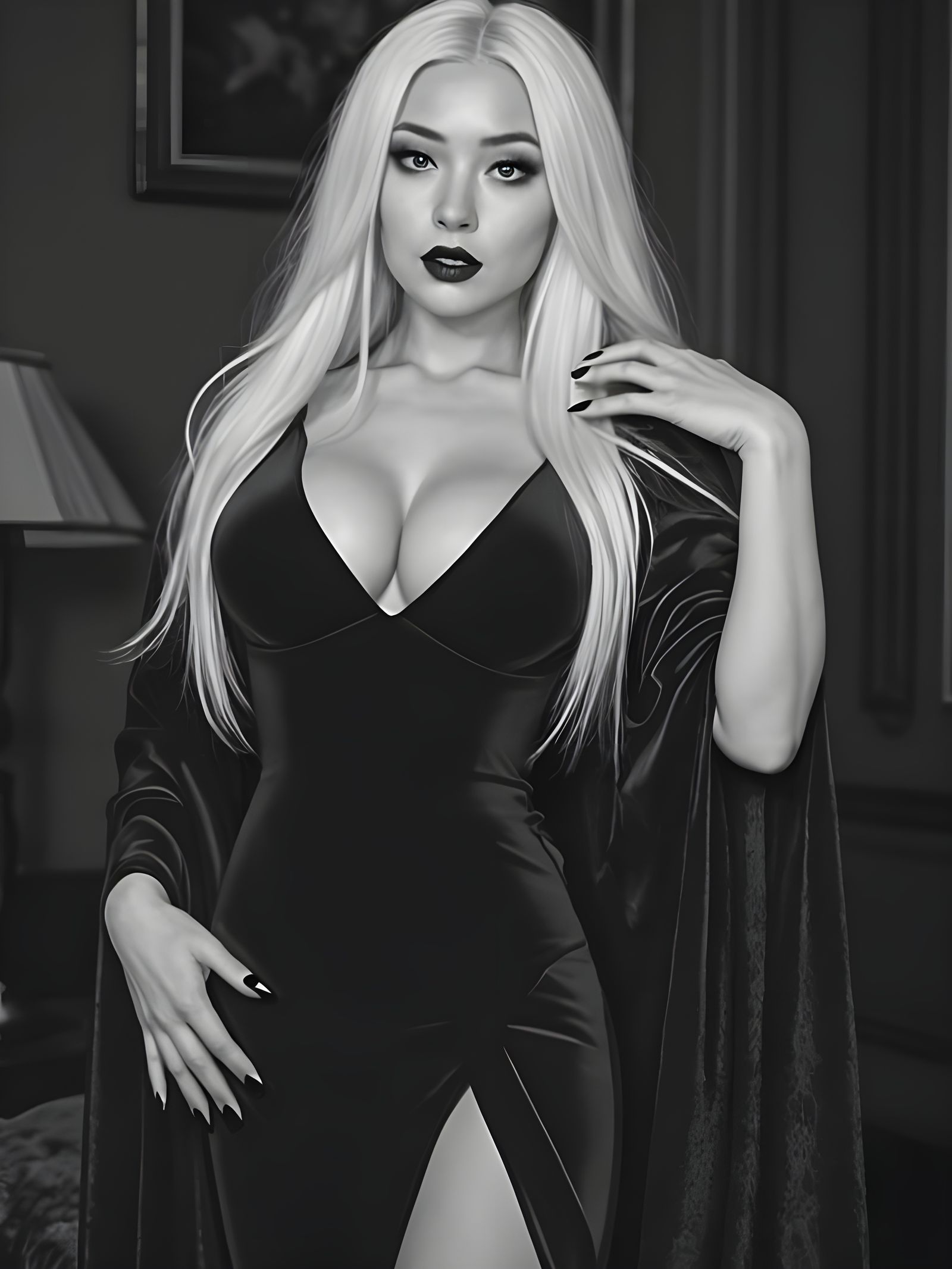 Seductive Vampire Goddess in Victorian Shadows