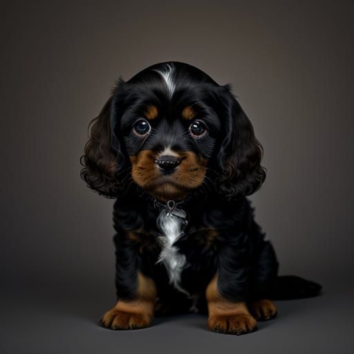 Cute Cocker Spaniel Puppy Portrait in Rembrandt Lighting