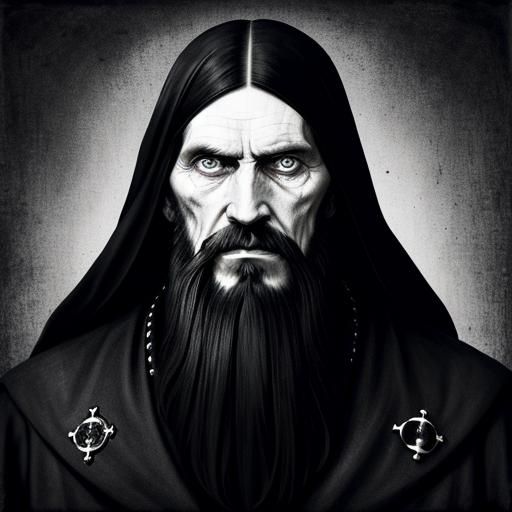 Rasputin's Piercing Gaze in Aged Photograph
