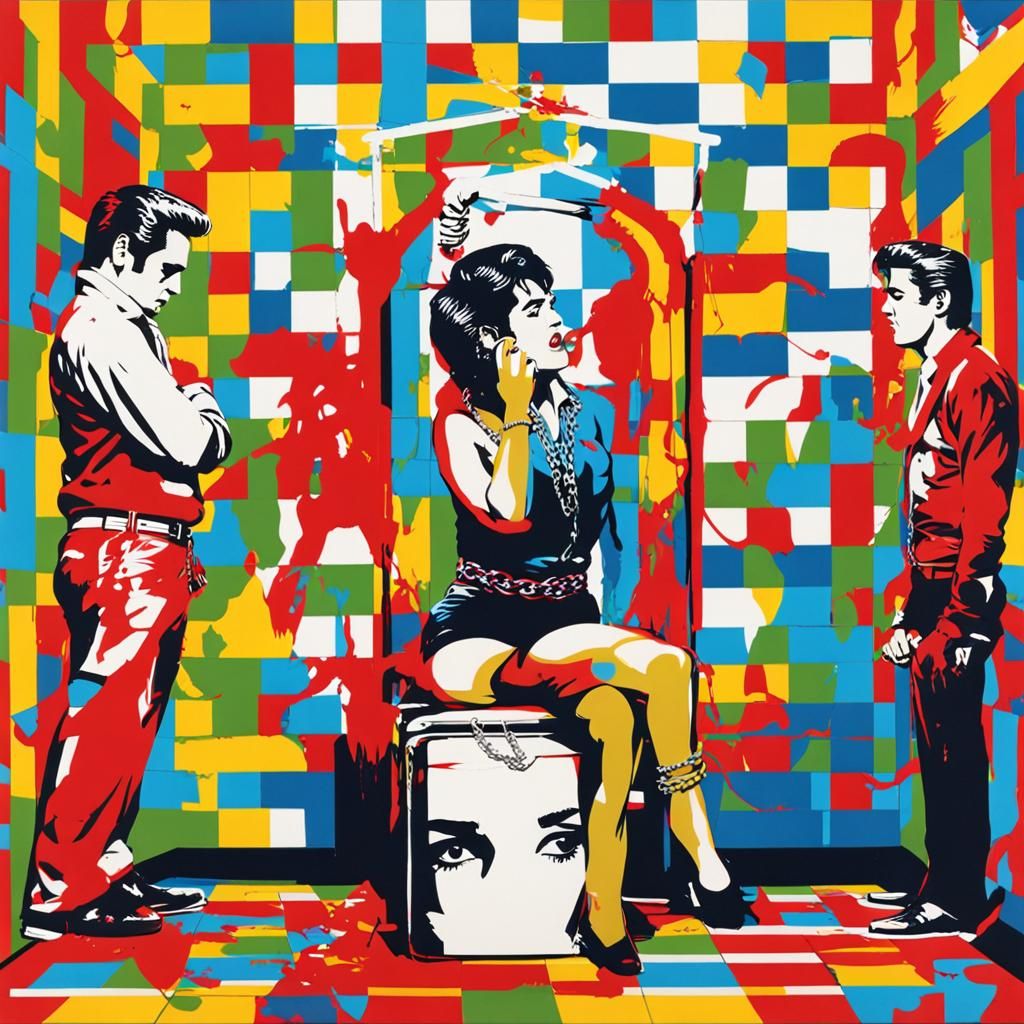 Elvis in Pop Art Style with Colorful Details