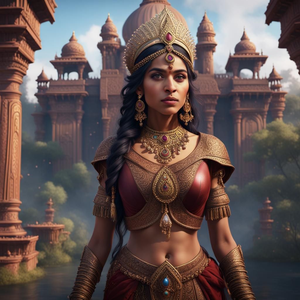 Detailed Matte Painting of an Indian Princess