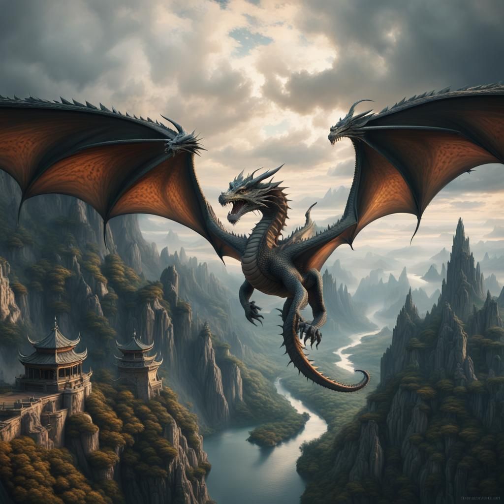 Epic Dragon Flight: A Digital Matte Painting