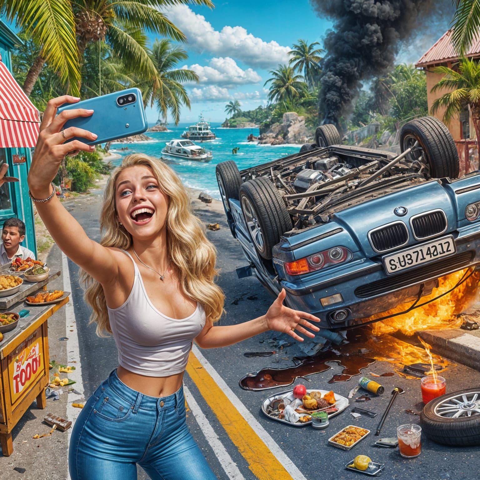 Tropical Crash Scene in Paradise