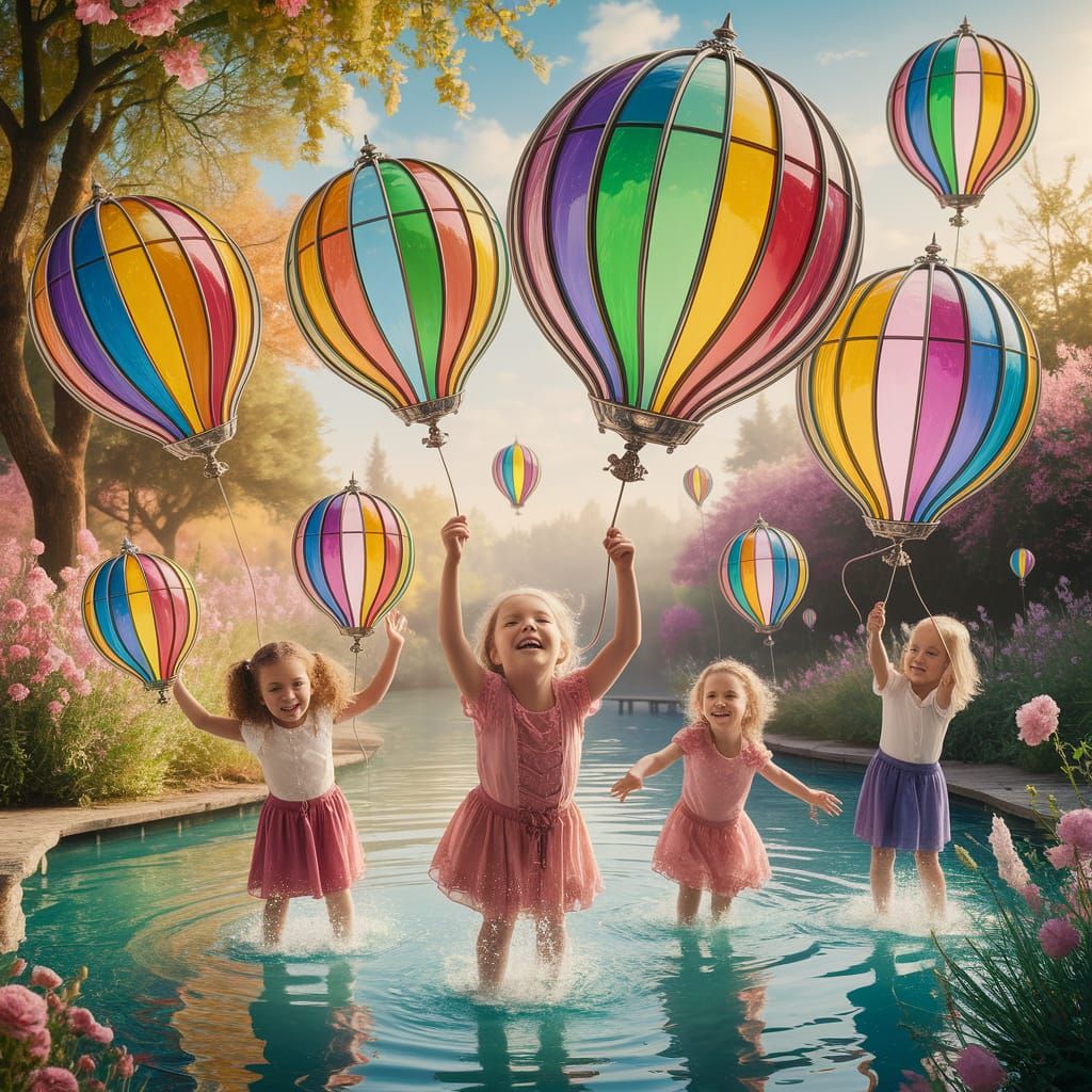Rainbow Balloons Float in a Cheerful World
