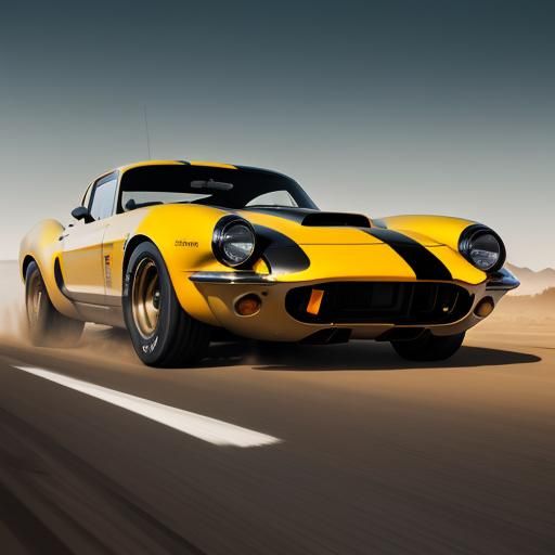 1965 Shelby Daytona Speeds Through Desert Sunset