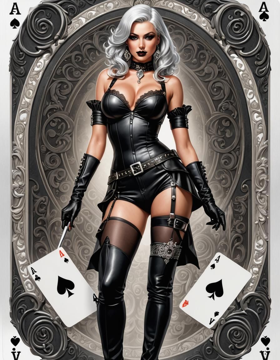 Ace of Spades Pinup Girl in Hyperrealistic Style