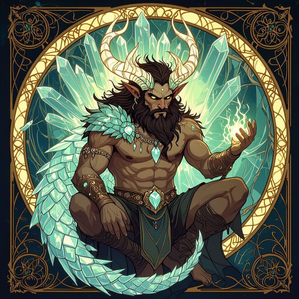 Barbarian Satyr Transforms into Crystal Dragon