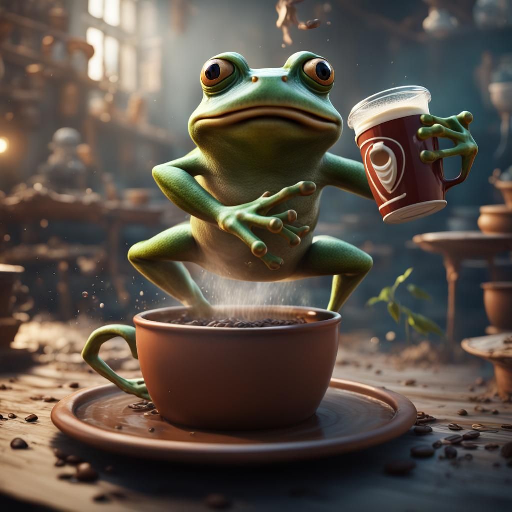 Frog Leaps for Coffee: Detailed Fantasy Concept Art
