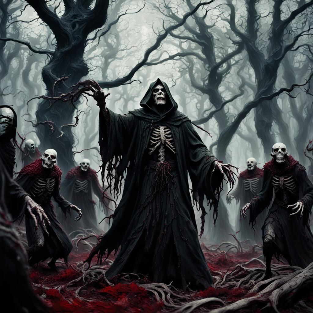 Necromancer's Dance: A Gothic Horror Scene