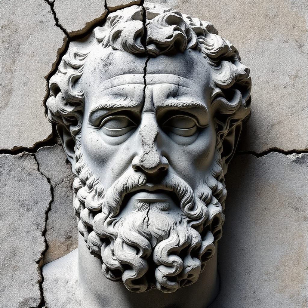 Hyperrealistic Stone Bust of Zeno of Citium