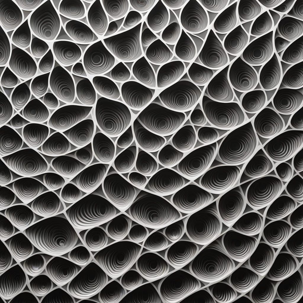 Surreal Fractal Tapestry in Ethereal Silver and White