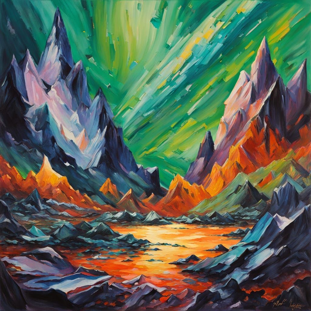 Aurora Borealis Reflection on Alien Obsidian Shards