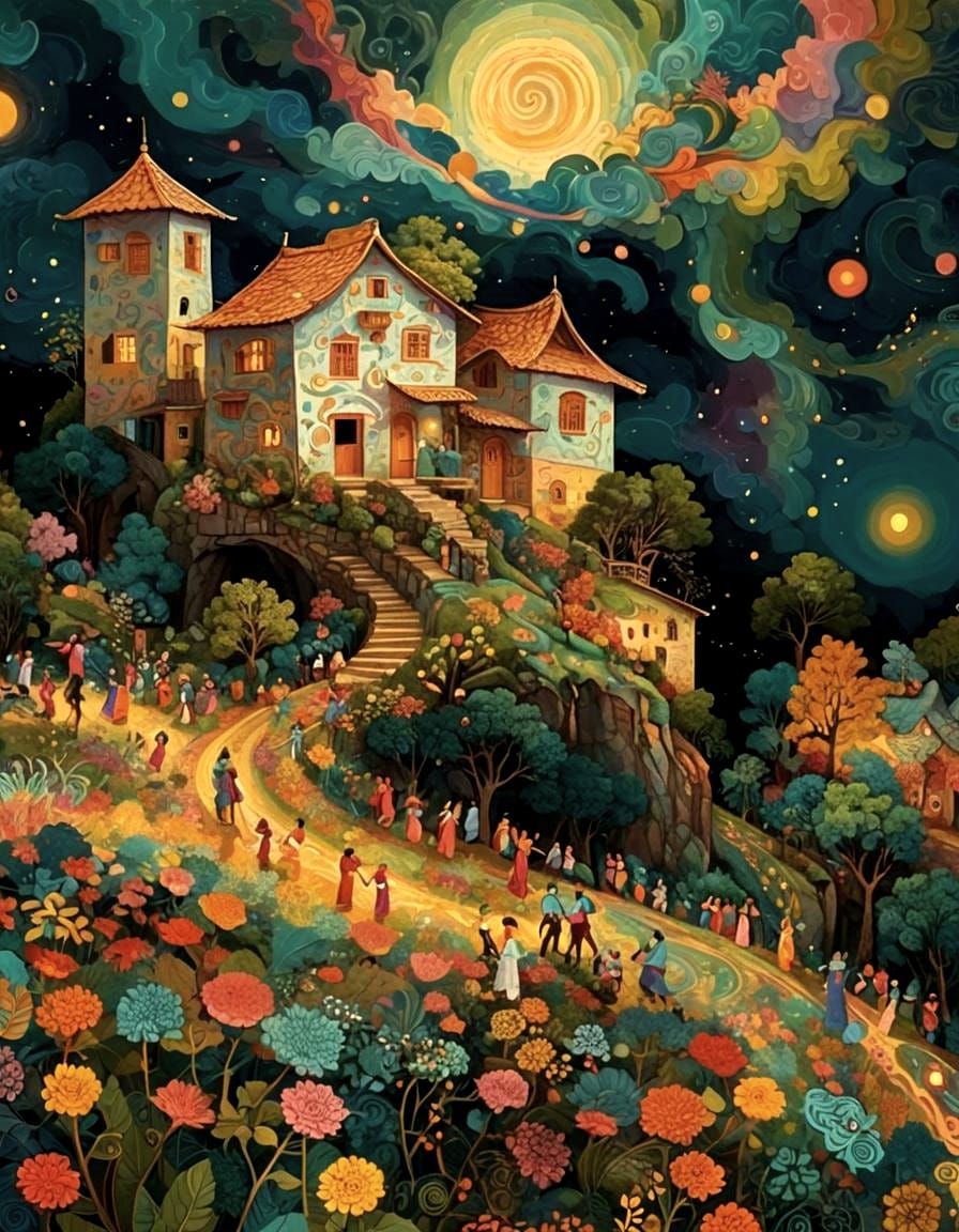 Samodivi Dance: Watercolor Abstract Vector Art