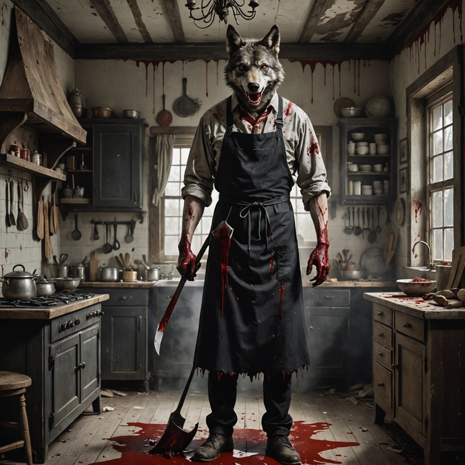Wolf Butcher Horror Scene in 3D Realism