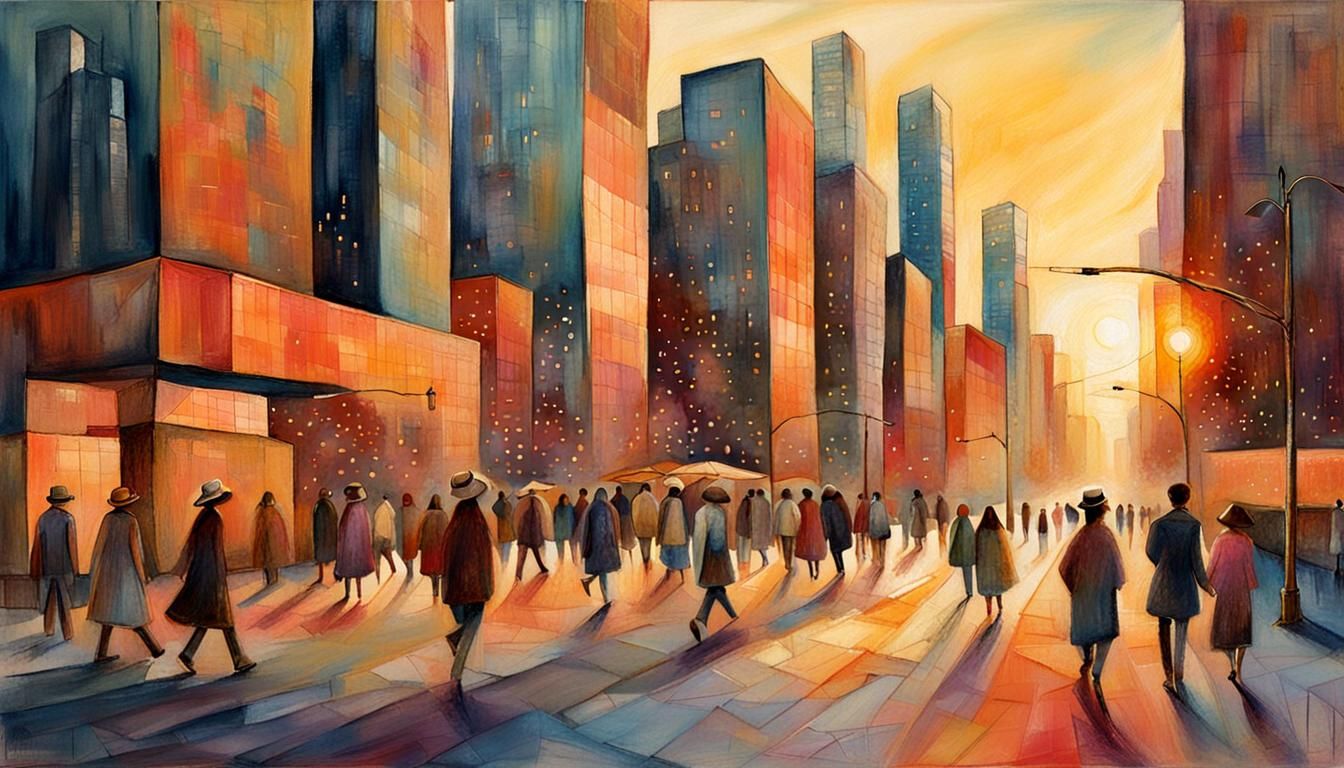 City Sunset in Dreamlike Surreal Style