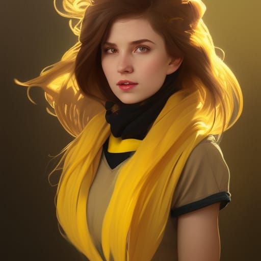 Hufflepuff Girl Portrait in Art Nouveau Style
