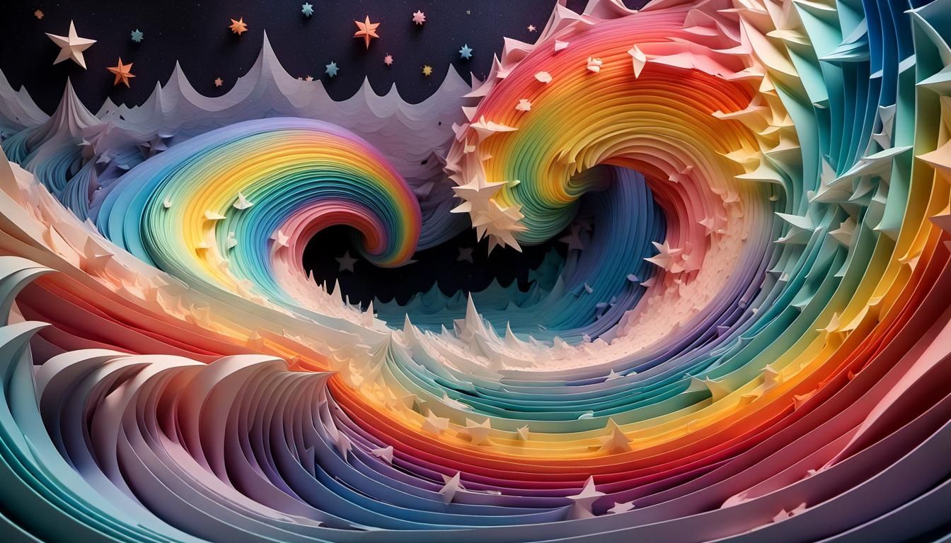 Iridescent Stars in Cosmic Rainbow Papercraft