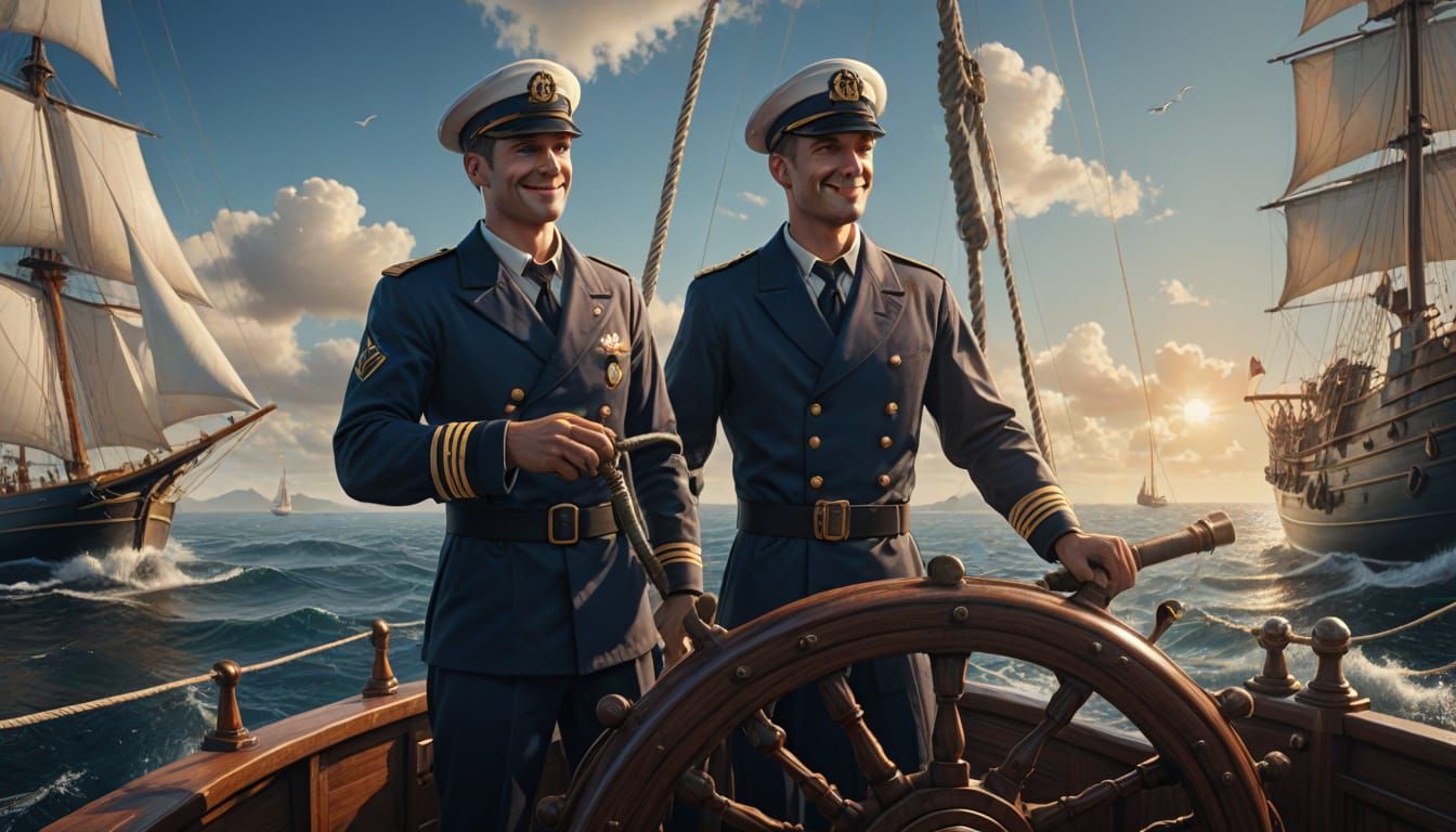 Sailor Revels in Splendid Horizon Amidst Fantastical Seascap...