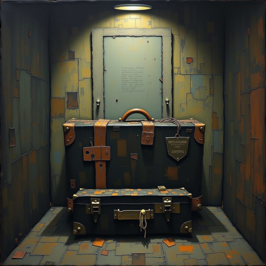 Mysterious Suitcase at Bottom of Dusty Stairwell