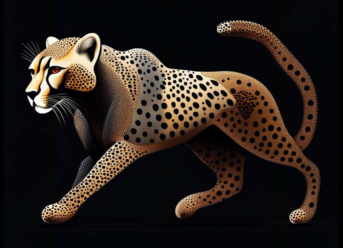 Cheetah with Marilyn Monroe Face in Abstract Vector Style