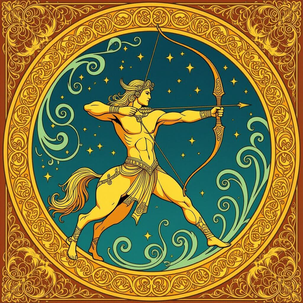 Sagittarius Archer Centaur in Golden Circle