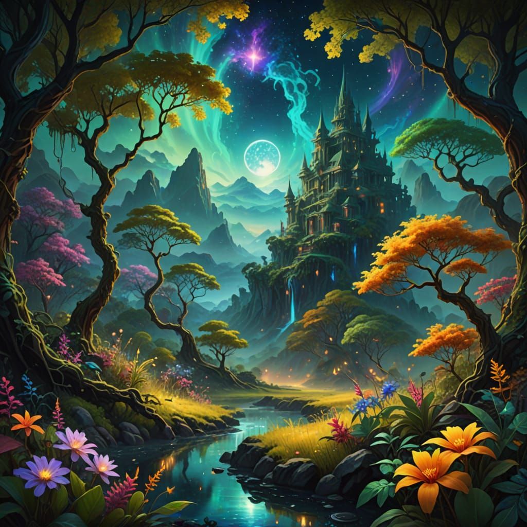 Emerald Dreamscape with Fractal Swirls