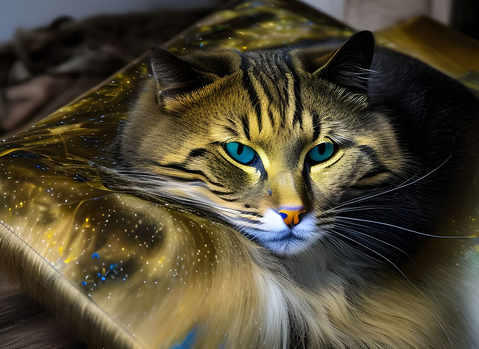 Cats on Antique Furniture with Dreamlike Lighting